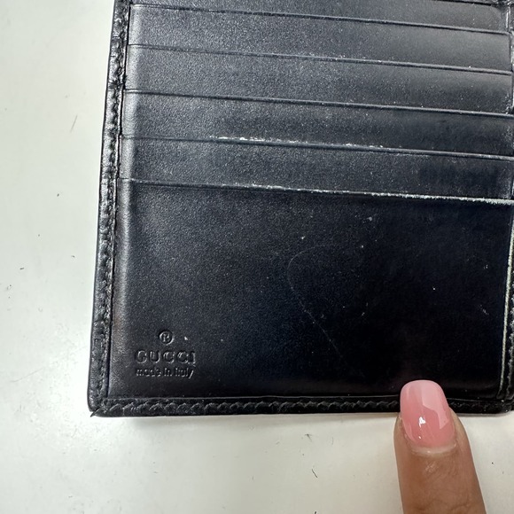 GUCCI Made In Italy Unisex Black Metallic Guccissima Compact Wallet - Picture 11 of 15